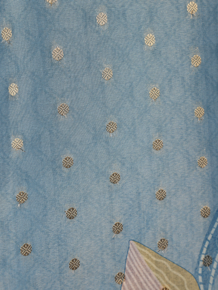 Powder Blue Butta Woven Semi Silk Salwar Suit - Diadem