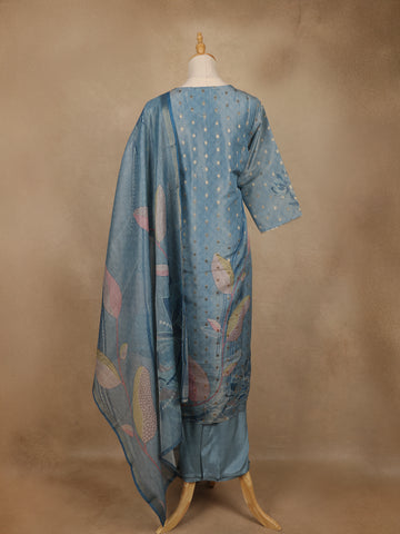 Powder Blue Butta Woven Semi Silk Salwar Suit - Diadem