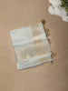 Powder Blue Checked Zari Woven Tussar Silk Saree with Golden Zari Border