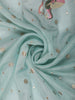 Powder Blue Floral Butta Zari Embroidered Design Pure Organza Party Wear Saree with Thread Work Border