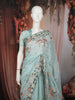 Powder Blue Floral Butta Zari Embroidered Design Pure Organza Party Wear Saree with Thread Work Border