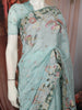 Powder Blue Floral Butta Zari Embroidered Design Pure Organza Party Wear Saree with Thread Work Border