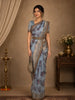 Powder Blue Floral Design Organza Saree With Embellished Border And Contrast Pallu
