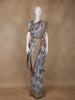 Powder Blue Floral Design Organza Saree With Embellished Border And Contrast Pallu