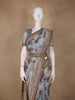 Powder Blue Floral Design Organza Saree With Embellished Border And Contrast Pallu