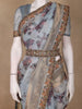 Powder Blue Floral Design Organza Saree With Embellished Border And Contrast Pallu