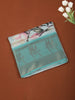 Powder Blue Floral Printed Design Chiffon Saree with Parrot Zari Border