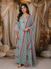Powder Blue Floral Printed Design Cotton Straight Cut Salwar Suit with Dupatta