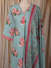 Powder Blue Floral Printed Design Cotton Straight Cut Salwar Suit with Dupatta