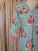 Powder Blue Floral Printed Design Cotton Straight Cut Salwar Suit with Dupatta