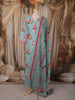 Powder Blue Floral Printed Design Cotton Straight Cut Salwar Suit with Dupatta