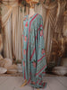 Powder Blue Floral Printed Design Cotton Straight Cut Salwar Suit with Dupatta