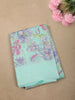 Powder Blue Floral Printed Design Linen Cotton Casual Wear Saree