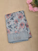 Powder Blue Floral Printed Design Mixed Cotton Casual Wear Saree