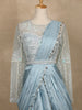 Powder Blue Floral Sequins Embroidered Satin Ready To Wear Saree