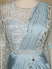 Powder Blue Floral Sequins Embroidered Satin Ready To Wear Saree