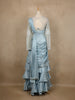 Powder Blue Floral Sequins Embroidered Satin Ready To Wear Saree