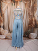 Powder Blue Floral Sequins and Beads Embroidered Design Chiffon Palazzo Suit with Matching Choker Dupatta