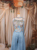 Powder Blue Floral Sequins and Beads Embroidered Design Chiffon Palazzo Suit with Matching Choker Dupatta