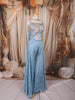 Powder Blue Floral Sequins and Beads Embroidered Design Chiffon Palazzo Suit with Matching Choker Dupatta