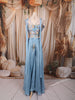Powder Blue Floral Sequins and Beads Embroidered Design Chiffon Palazzo Suit with Matching Choker Dupatta