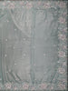 Powder Blue Floral Sequins and Beads Embroidered Design Tissue Fancy Saree with Scalloped Border