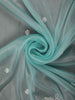 Powder Blue Floral Sequins and Beads Embroidered Design Tissue Fancy Saree with Scalloped Border
