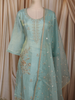 Powder Blue Floral Sequins and Beads Embroidered Design Tissue Silk Palazzo Suit with Dupatta