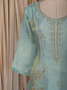 Powder Blue Floral Sequins and Beads Embroidered Design Tissue Silk Palazzo Suit with Dupatta