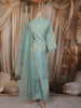 Powder Blue Floral Sequins and Beads Embroidered Design Tissue Silk Palazzo Suit with Dupatta