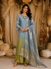 Powder Blue Floral Sequins and Beads Embroidered Design Tissue Silk Palazzo Suit with Dupatta