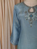 Powder Blue Floral Sequins and Beads Embroidered Design Tissue Silk Palazzo Suit with Dupatta