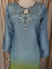 Powder Blue Floral Sequins and Beads Embroidered Design Tissue Silk Palazzo Suit with Dupatta