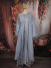 Powder Blue Floral Sequins and Zari Embroidered Design Cotton Palazzo Suit with Matching Dupatta
