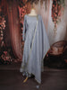 Powder Blue Floral Sequins and Zari Embroidered Design Cotton Palazzo Suit with Matching Dupatta