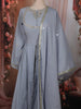 Powder Blue Floral Sequins and Zari Embroidered Design Cotton Palazzo Suit with Matching Dupatta