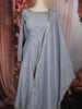 Powder Blue Floral Sequins and Zari Embroidered Design Cotton Palazzo Suit with Matching Dupatta