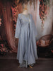Powder Blue Floral Sequins and Zari Embroidered Design Cotton Palazzo Suit with Matching Dupatta