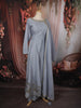 Powder Blue Floral Sequins and Zari Embroidered Design Cotton Palazzo Suit with Matching Dupatta