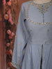 Powder Blue Floral Sequins and Zari Embroidered Design Cotton Palazzo Suit with Matching Dupatta