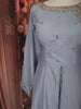 Powder Blue Floral Sequins and Zari Embroidered Design Cotton Palazzo Suit with Matching Dupatta