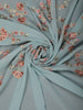 Powder Blue Floral Thread Embroidered Design Chiffon Fancy Saree with Designer Border