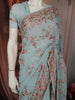Powder Blue Floral Thread Embroidered Design Chiffon Fancy Saree with Designer Border