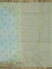 Powder Blue Floral Thread Embroidered Design Pure Tussar Saree with Contrast Border