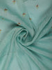 Powder Blue Floral Thread Embroidered Design Pure Tussar Saree with Contrast Border