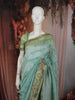 Powder Blue Floral Thread Embroidered Design Pure Tussar Saree with Contrast Border