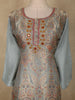 Powder Blue Floral Thread Embroidered Design Tissue Silk Straight Cut Salwar Suit