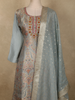Powder Blue Floral Thread Embroidered Design Tissue Silk Straight Cut Salwar Suit