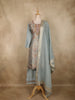 Powder Blue Floral Thread Embroidered Design Tissue Silk Straight Cut Salwar Suit
