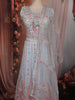 Powder Blue Floral Thread and Mirror Embroidered Design Net Lehenga with Dupatta